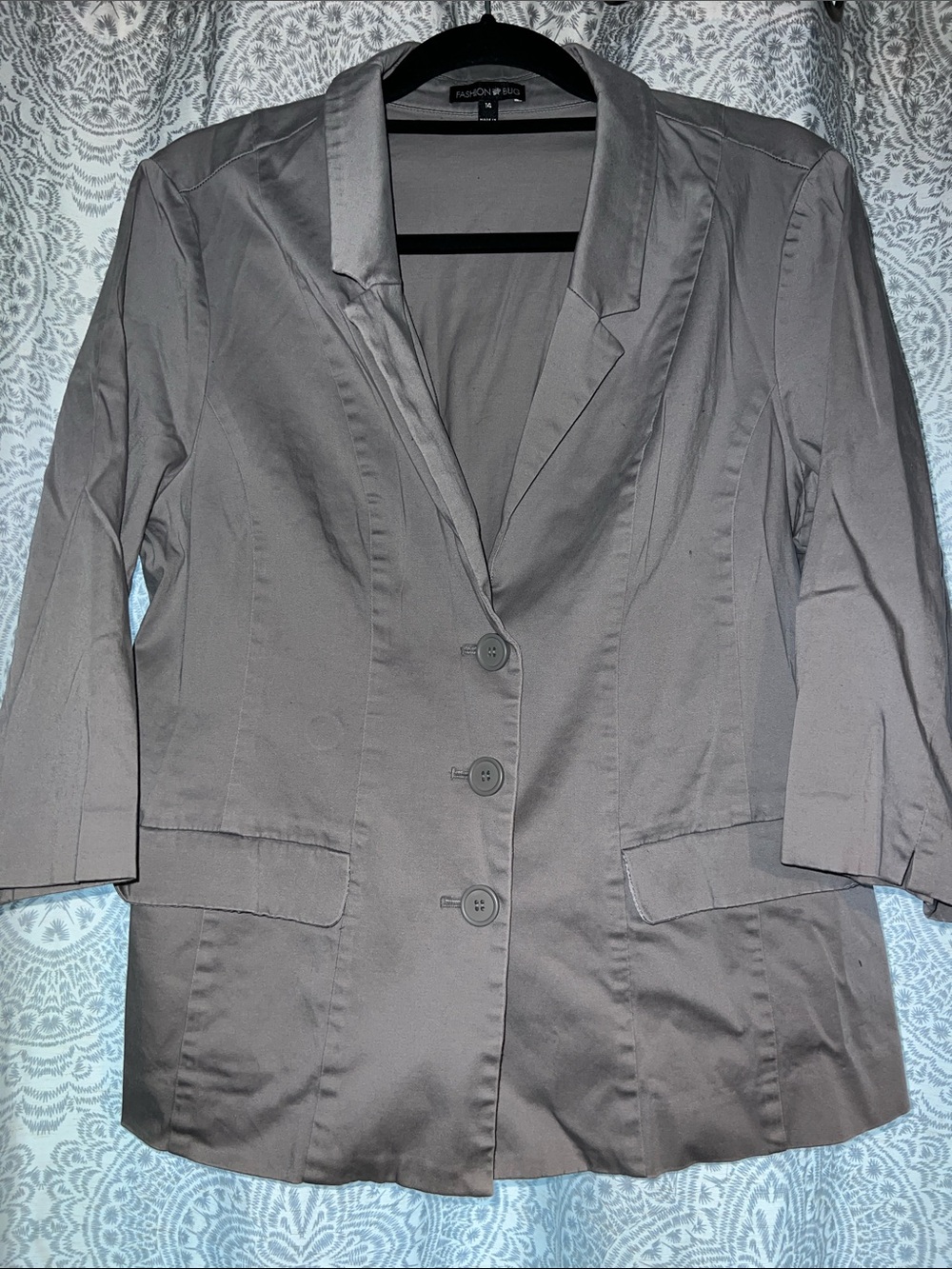 Fashion Bug Women's Taupe Blazer with Three-Button Front